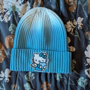 Blue and White Beanie with Character Patch